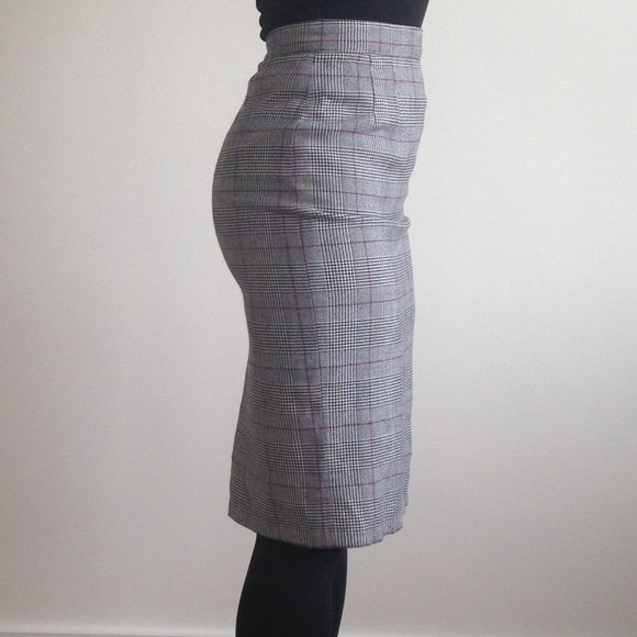 Evidence - Grey Plaid Houndstooth High Waisted Pencil Skirt - Picture 8 of 14